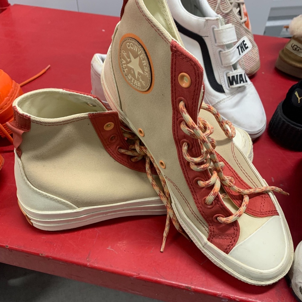 Converse High-Tops in Red and Cream